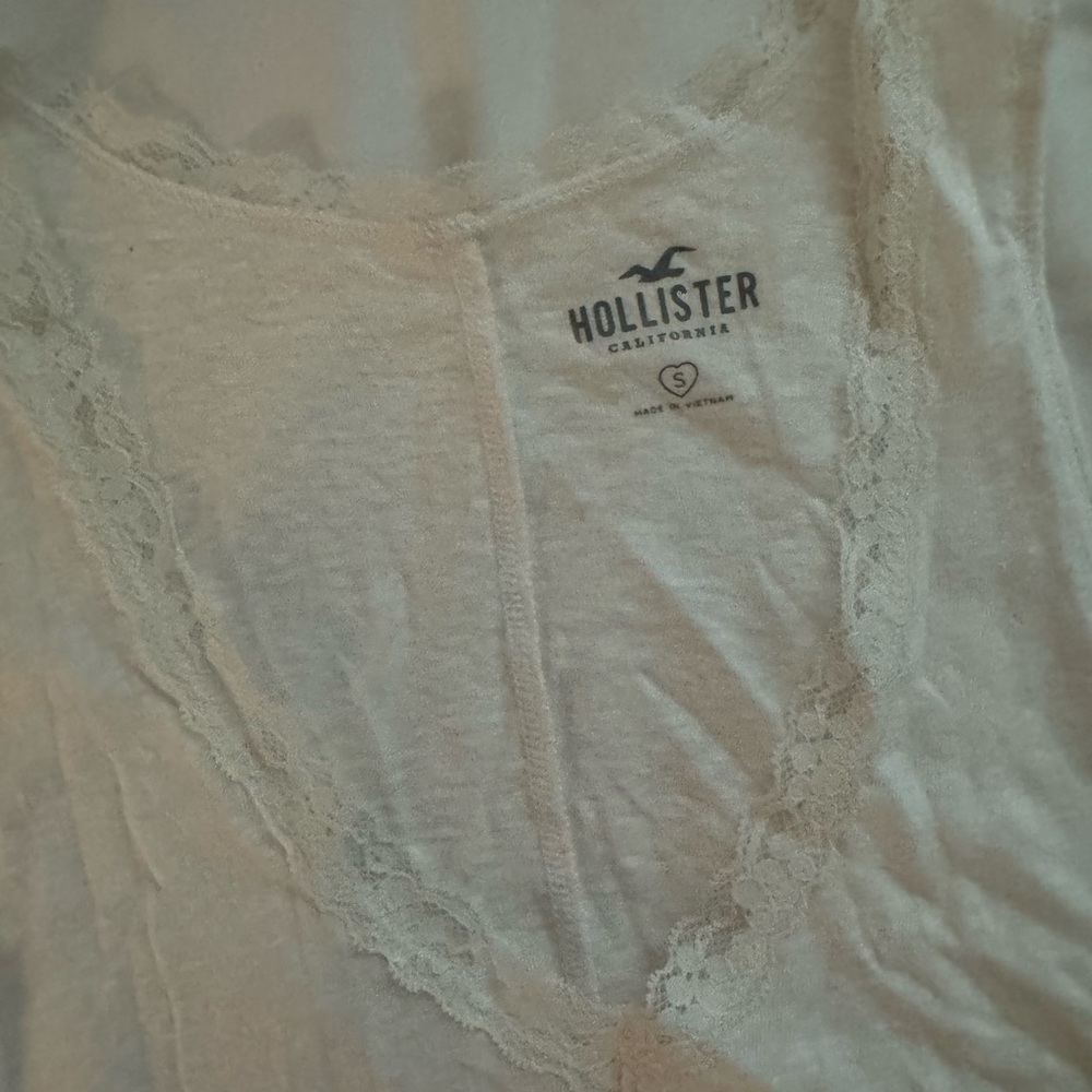Hollister White Lace Trim Tank Top